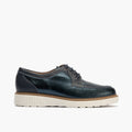 Zapato blucher con cordones y reflejos brillantes Marino