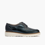 Zapato blucher con cordones y reflejos brillantes Marino