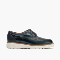 Zapato blucher con cordones y reflejos brillantes Marino