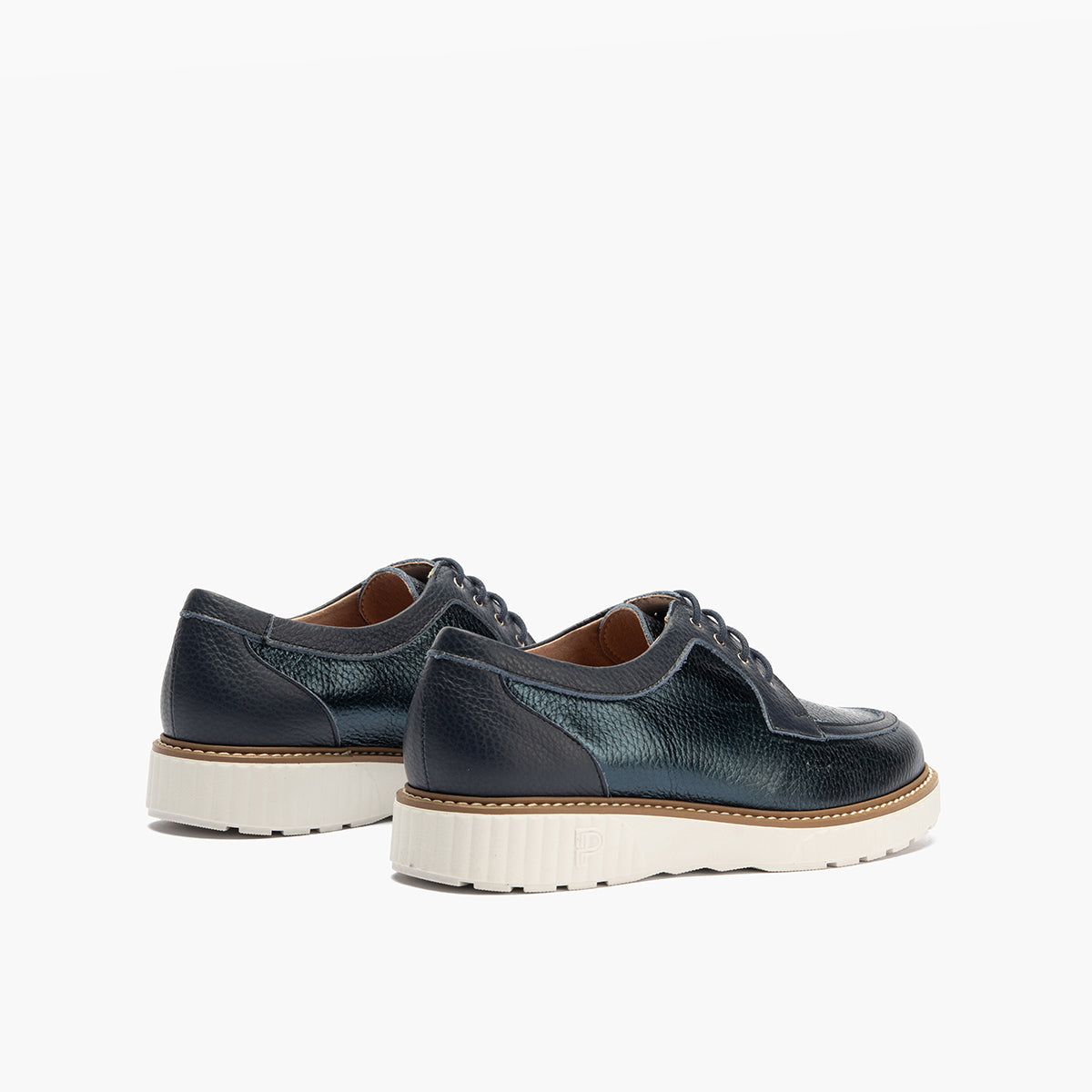 Zapato blucher con cordones y reflejos brillantes Marino
