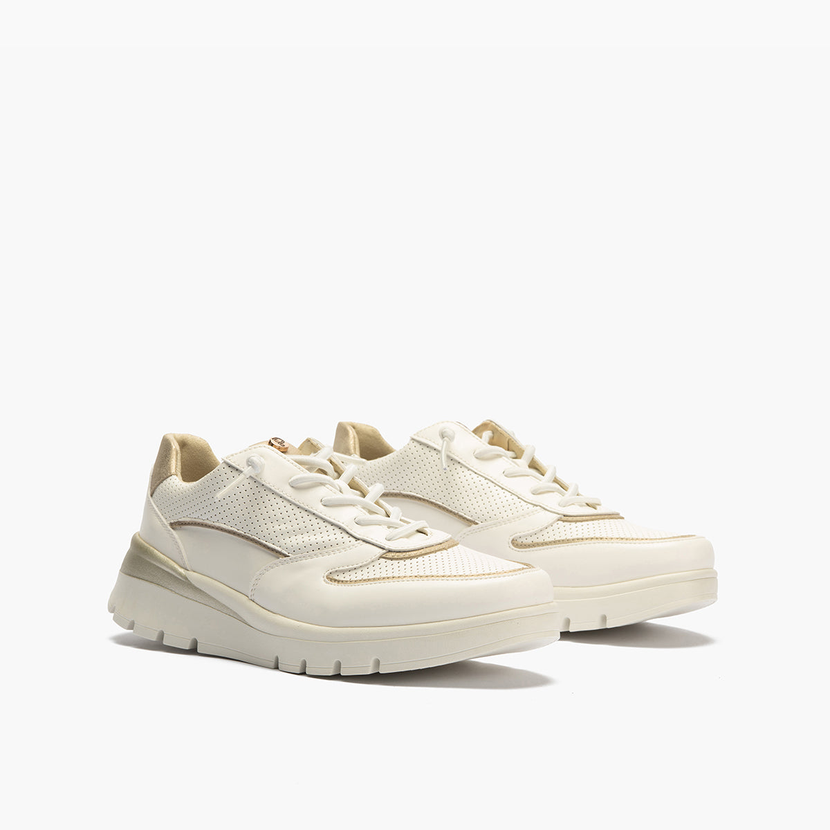 Deportivo plataforma con cordones elásticos Blanco