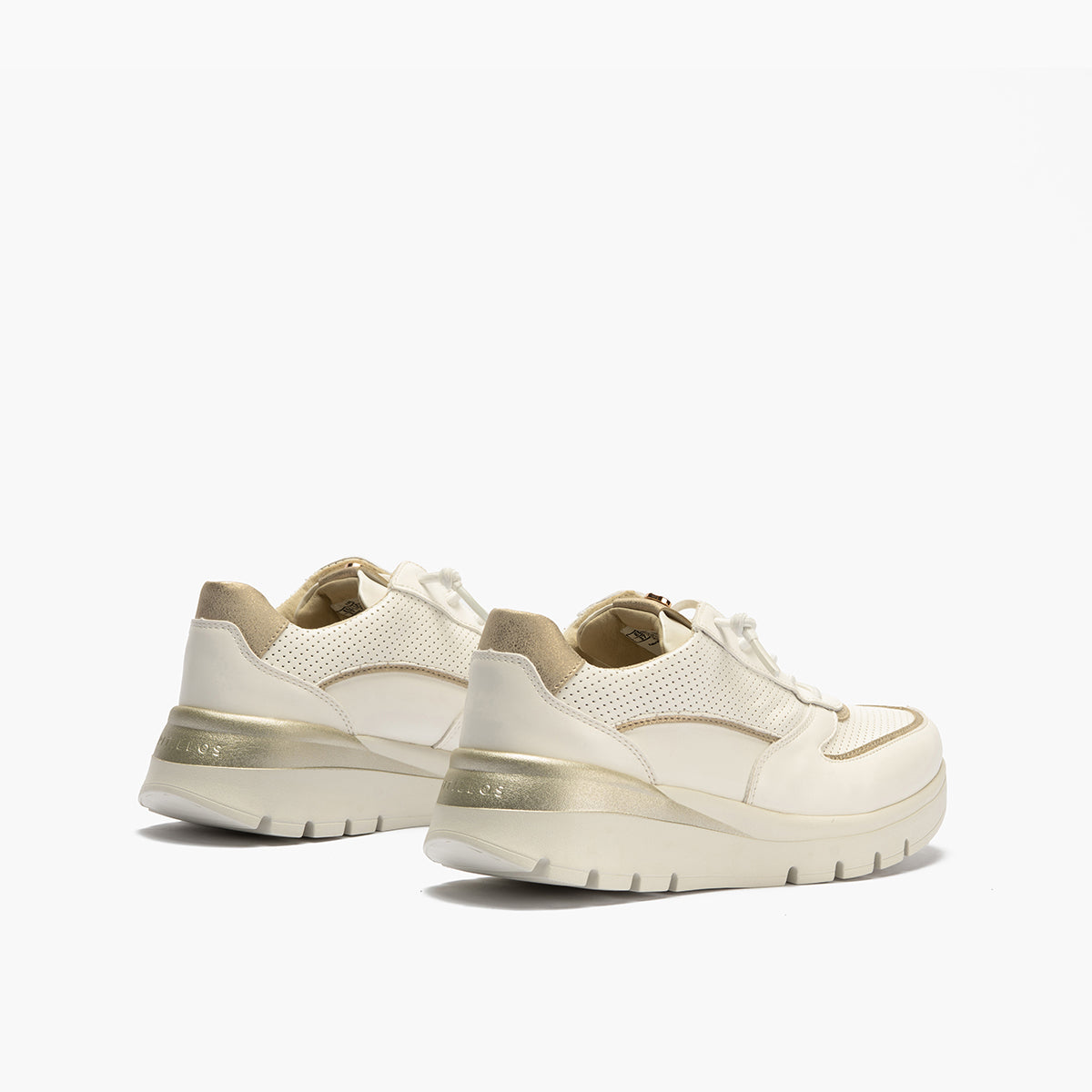 Deportivo plataforma con cordones elásticos Blanco