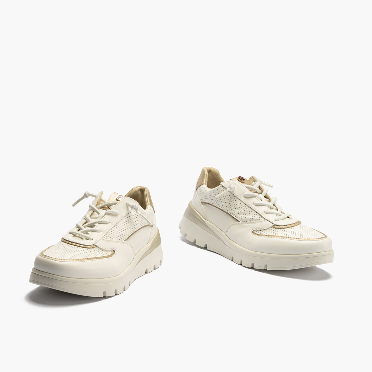 Deportivo plataforma con cordones elásticos Blanco