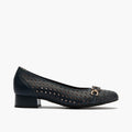 Zapato salón con adorno y tacón bajo, con punta redonda Marino
