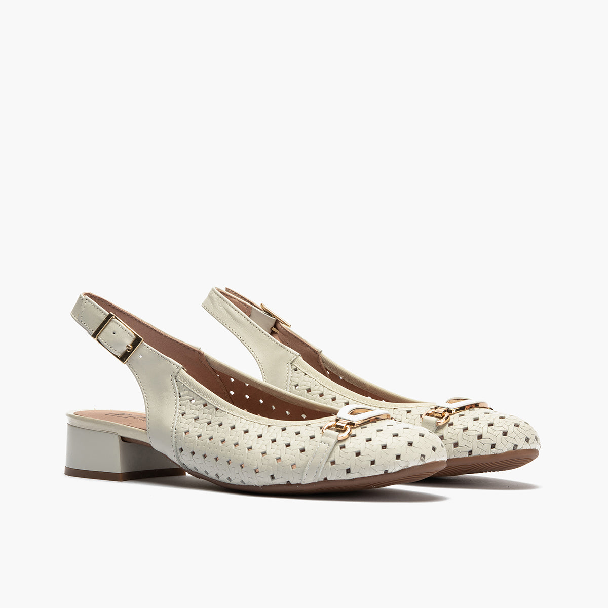 Zapato salón destalonado con adorno y tacón bajo, con punta redonda Glacial
