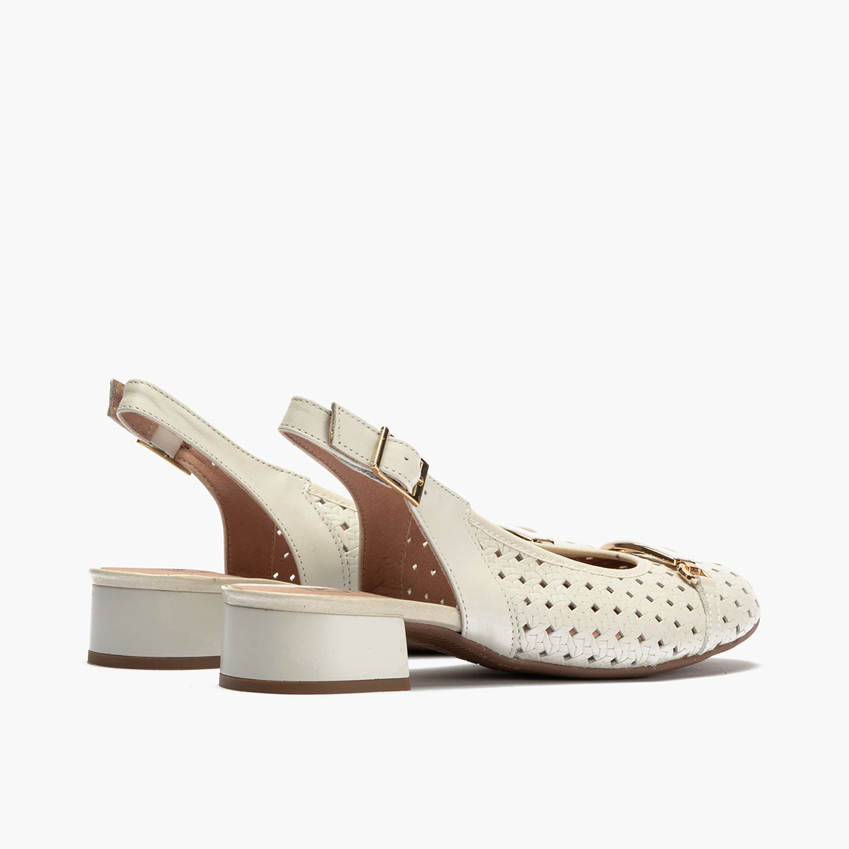 Zapato salón destalonado con adorno y tacón bajo, con punta redonda Glacial