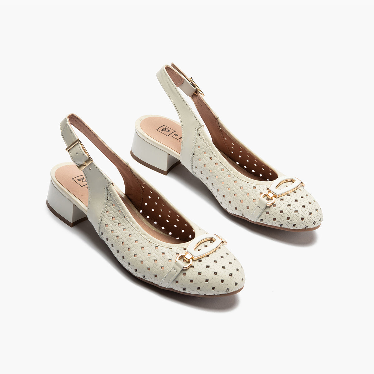 Zapato salón destalonado con adorno y tacón bajo, con punta redonda Glacial