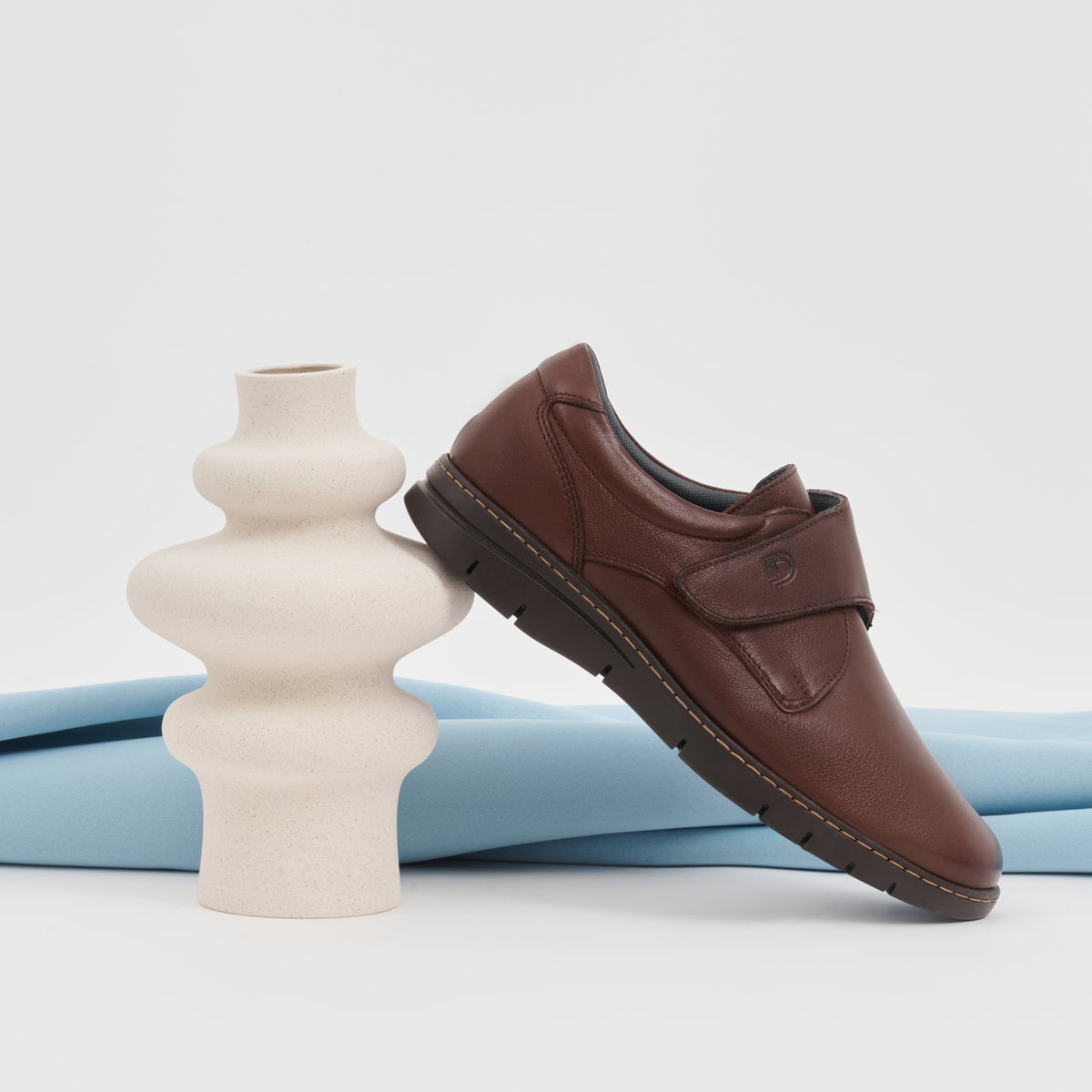 Zapato Blucher Velcri Hombre Marrón