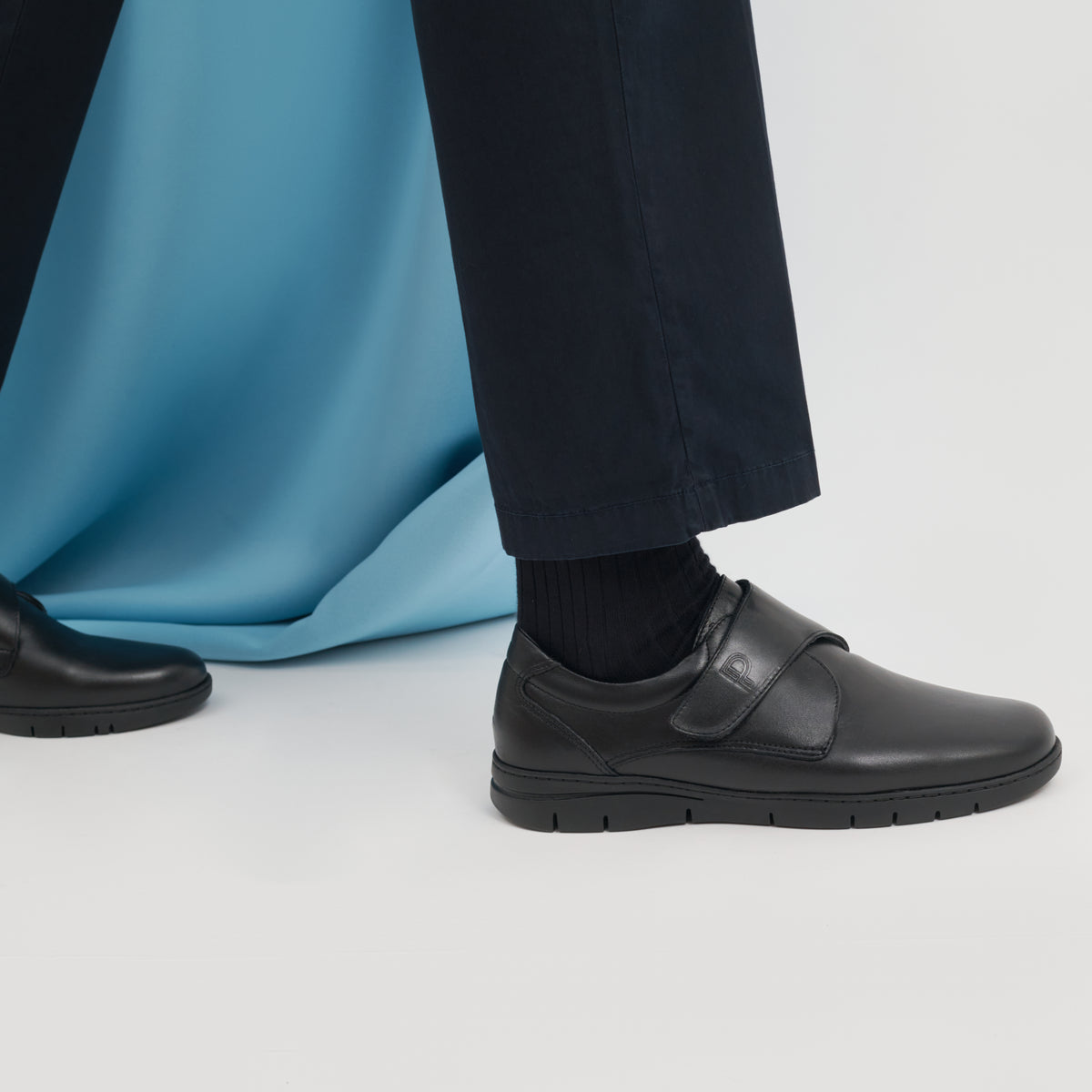 Zapato Blucher Velcro Hombre Negro