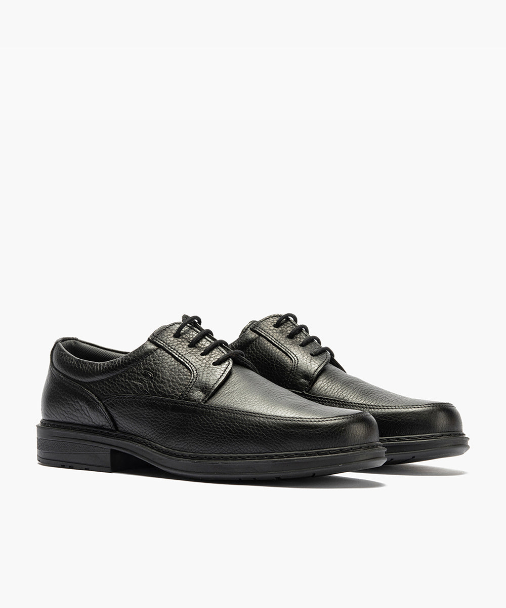 Zapato Blucher Hombre con Piel Bombeada Negro