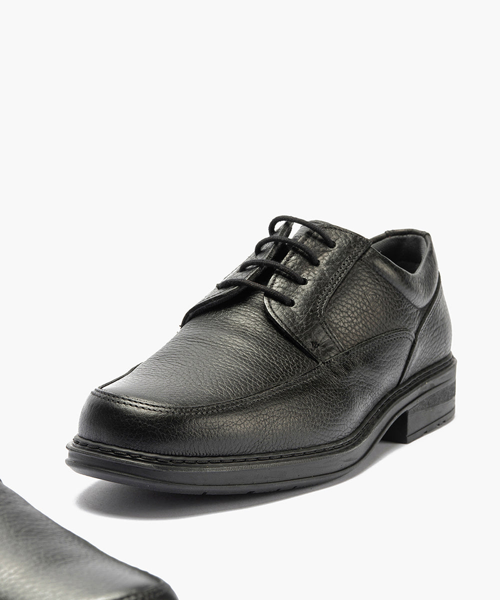 Zapato Blucher Hombre con Piel Bombeada Negro