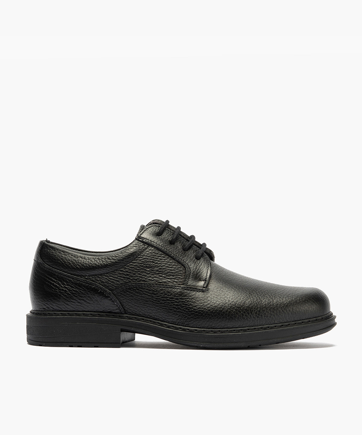 Zapato Blucher Hombre Piel Bombeada Negro