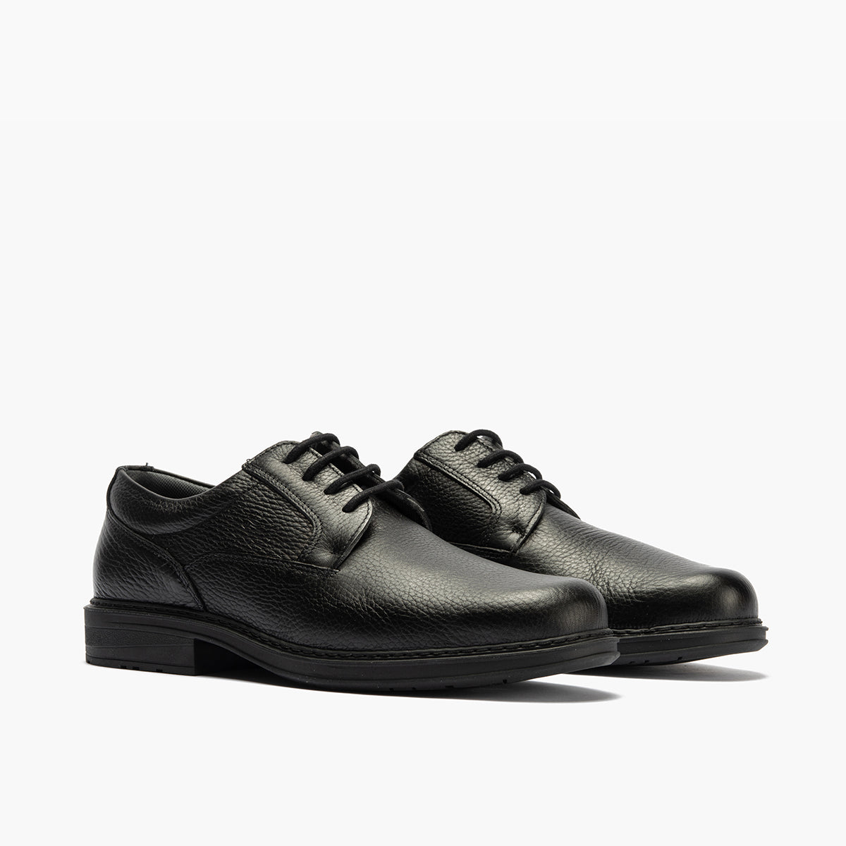 Zapato Blucher Hombre Piel Bombeada Negro