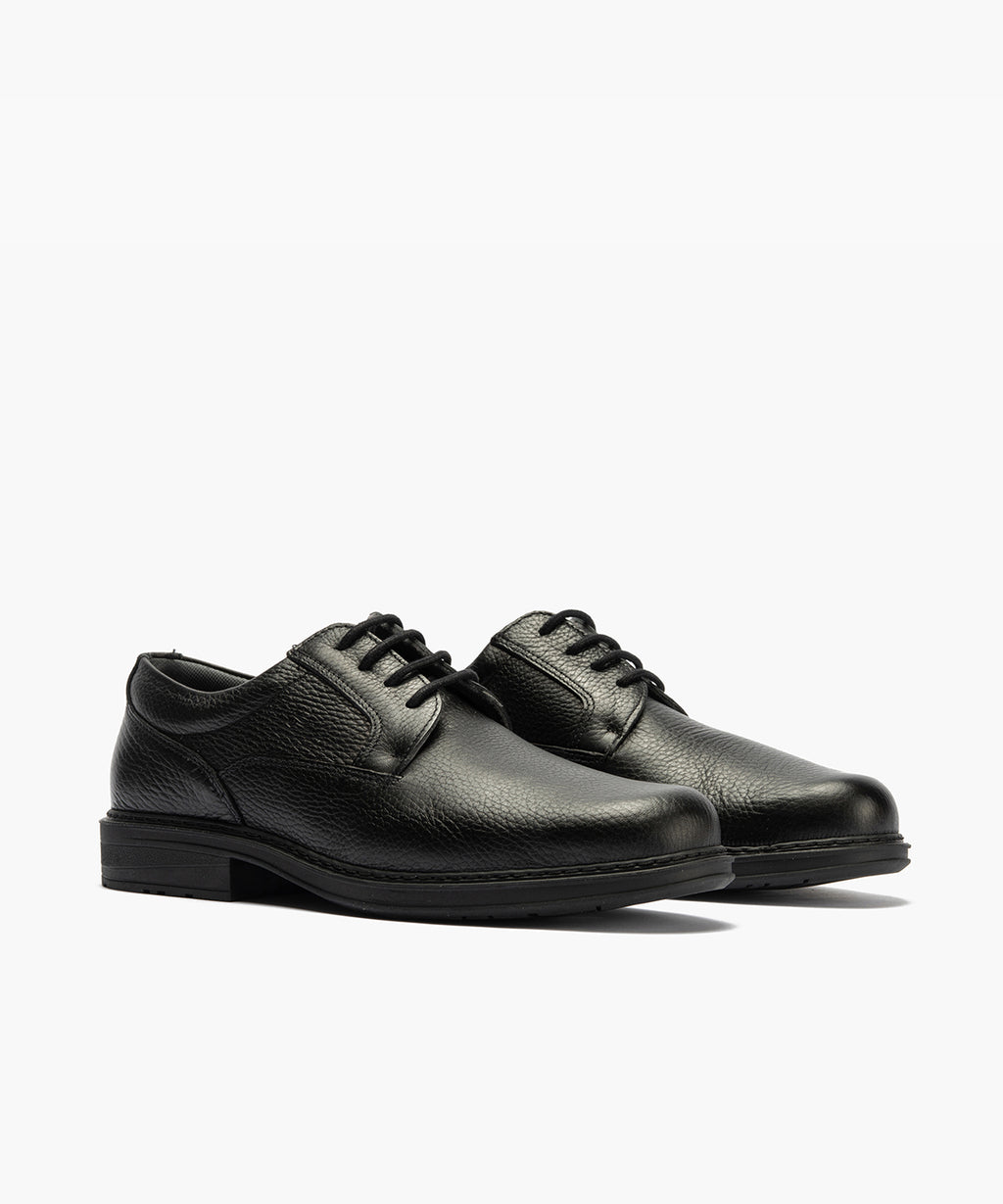 Zapato Blucher Hombre Piel Bombeada Negro