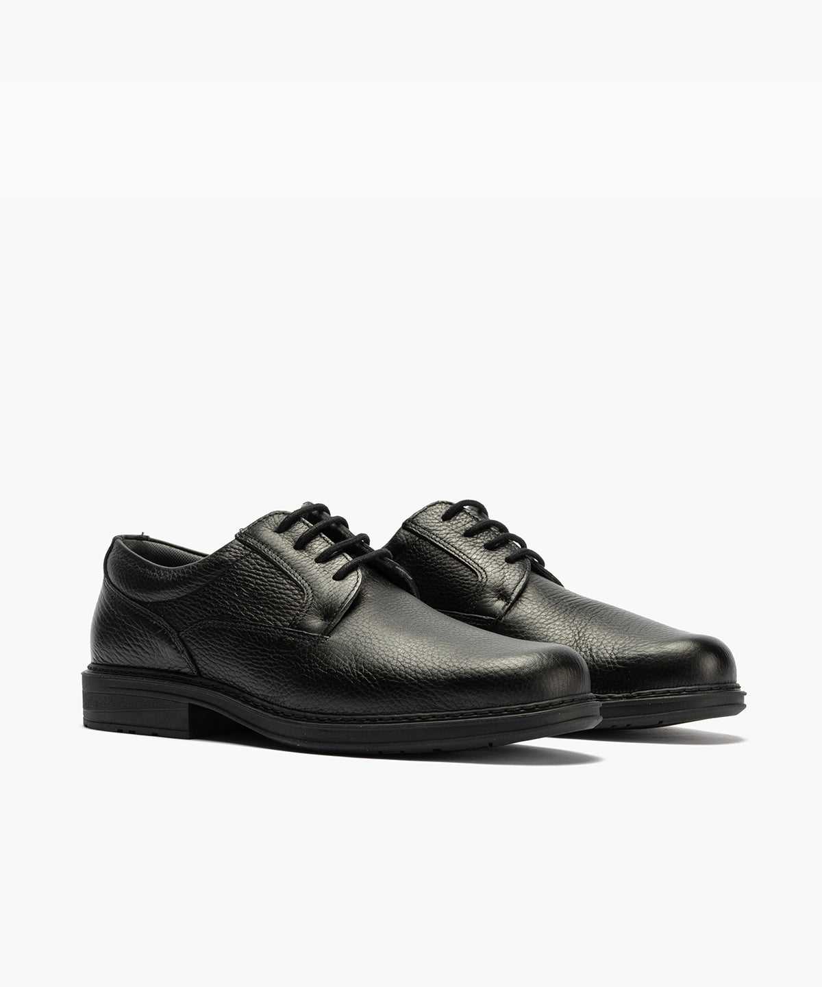 Zapato Blucher Hombre Piel Bombeada Negro