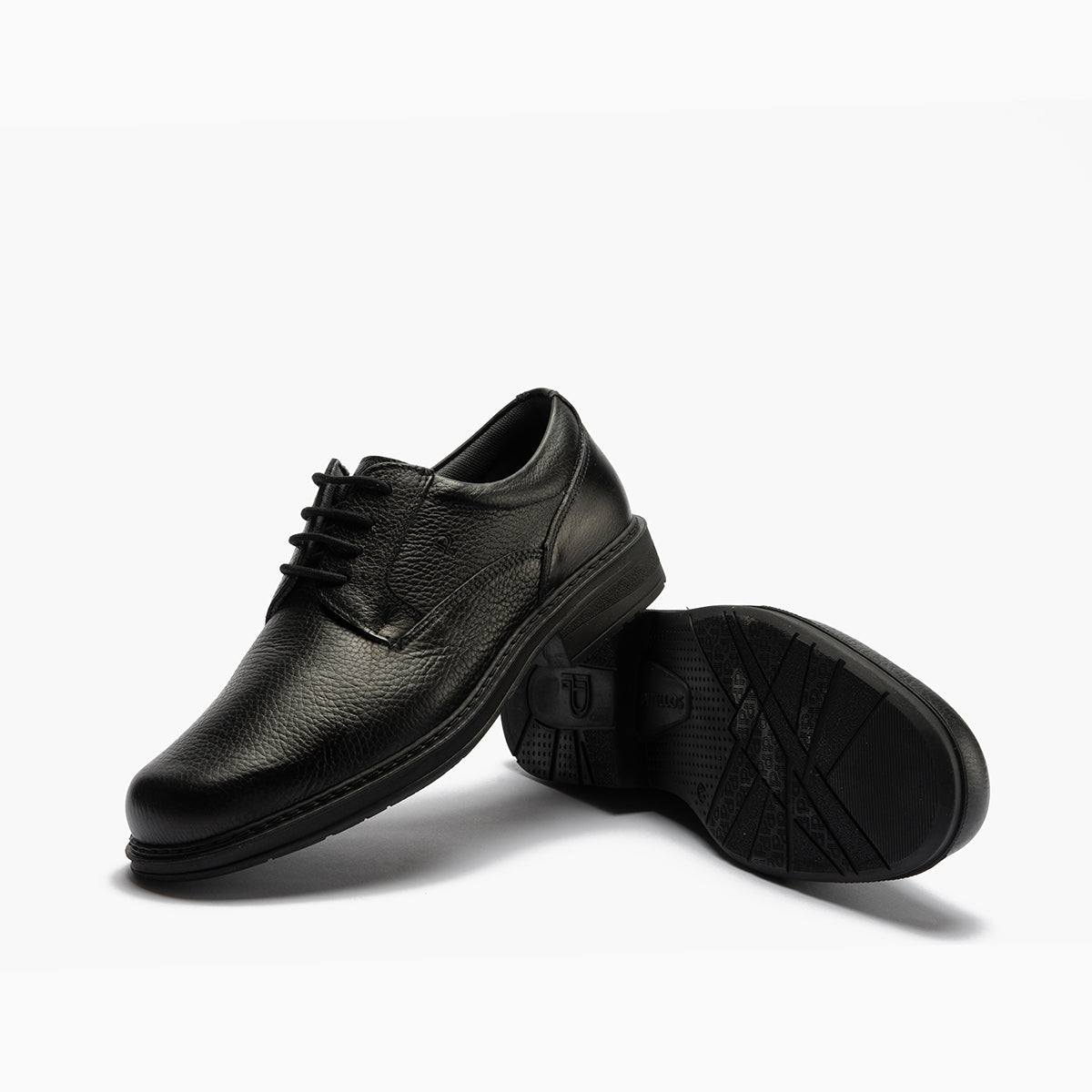 Zapato Blucher Hombre Piel Bombeada Negro