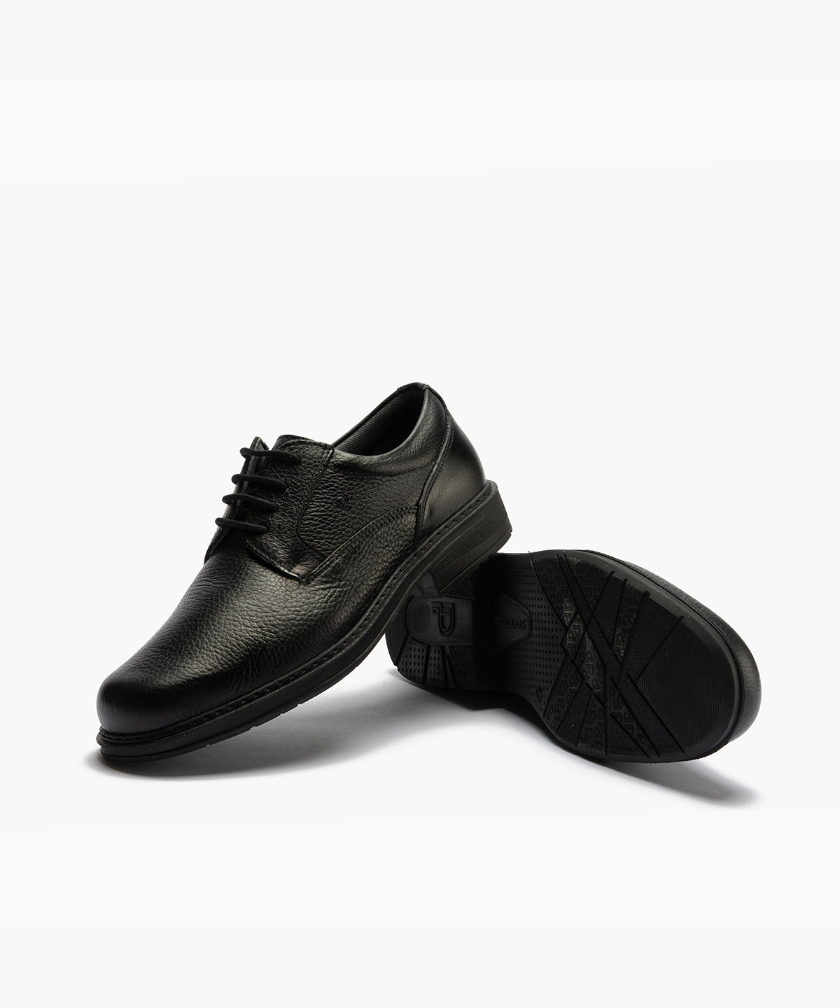 Zapato Blucher Hombre Piel Bombeada Negro