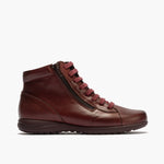 Burgundy women's zipper botin