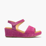 Sandalia pala mujer con velcro en piel combinada ROSA