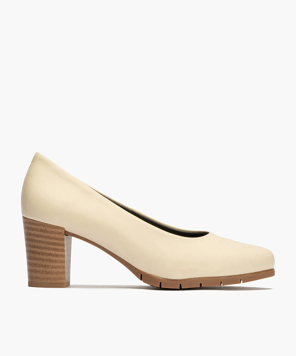 Zapato de Salón Mujer Tacón Alto con Tapas Beige