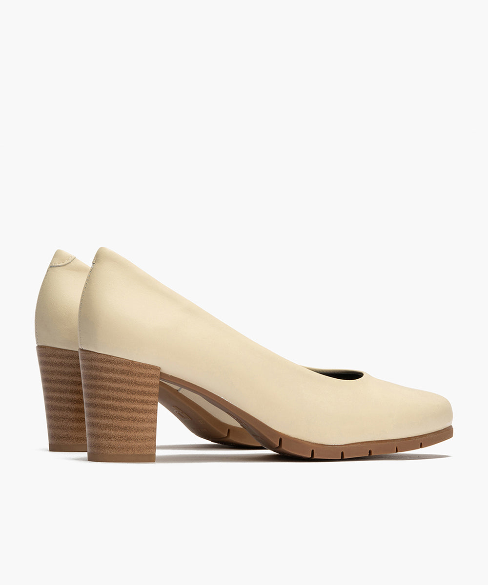 Zapato de Salón Mujer Tacón Alto con Tapas Beige
