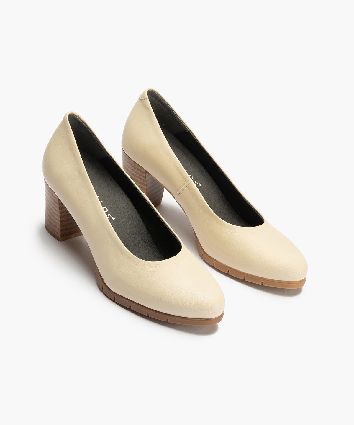 Zapato de Salón Mujer Tacón Alto con Tapas Beige