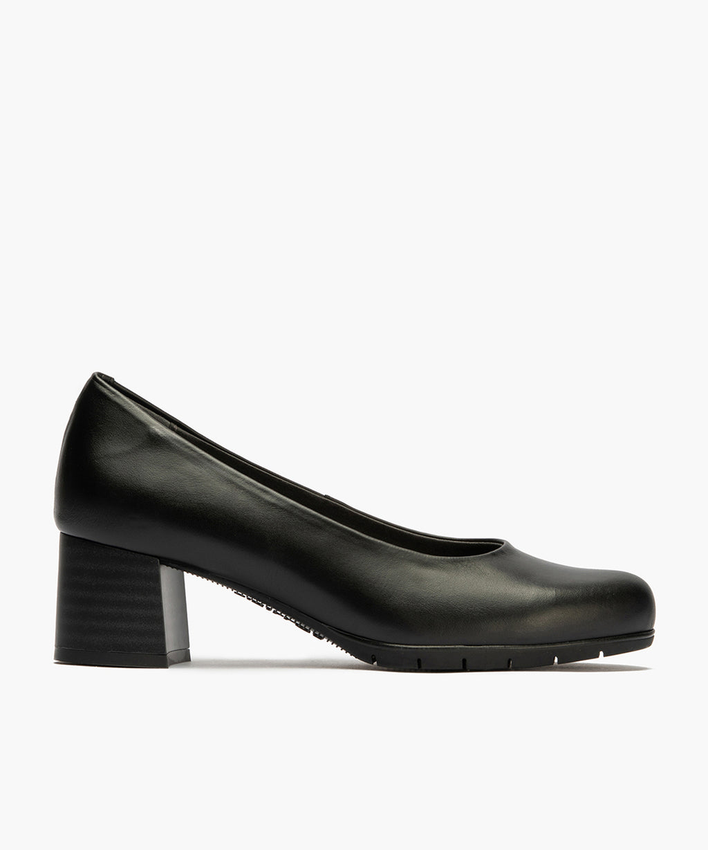 Zapato de Salón Mujer Tacón Medio con Tapas Negro