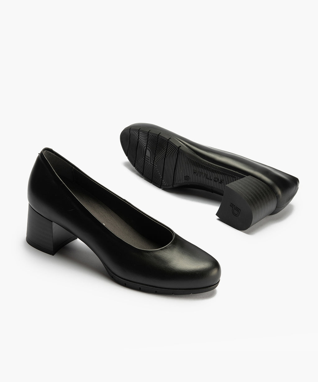 Zapato de Salón Mujer Tacón Medio con Tapas Negro