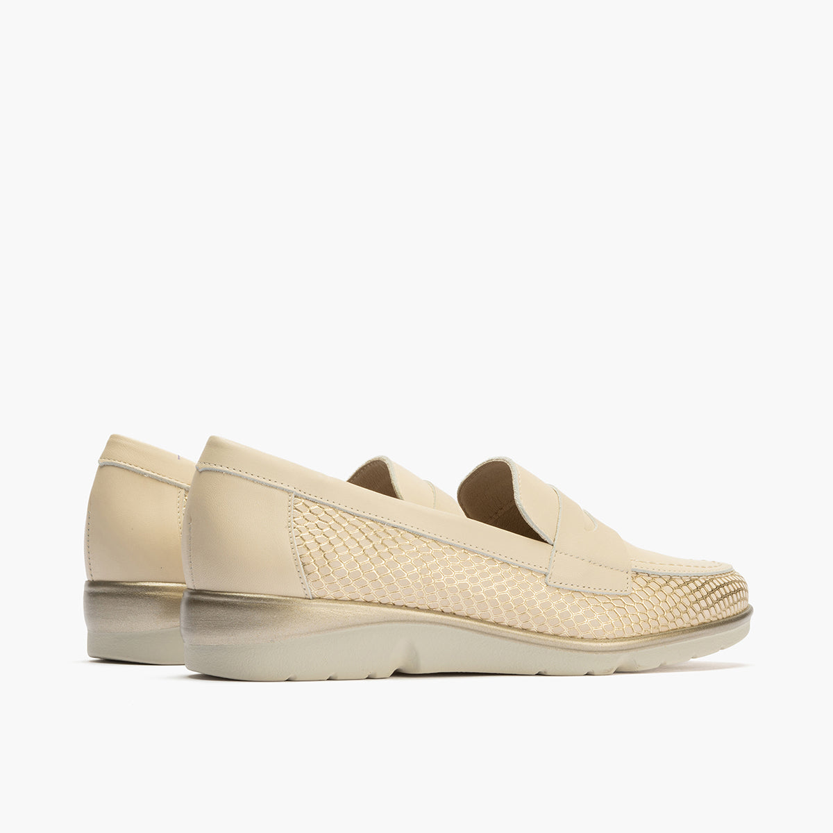 Mocasin mujer en piel combinada ORO