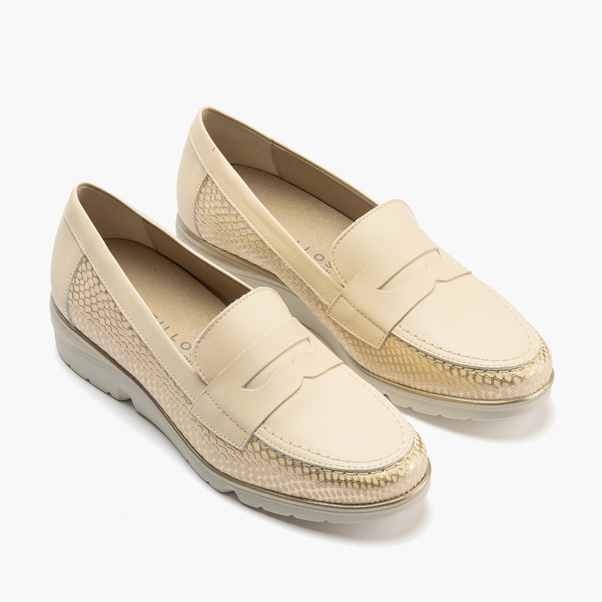 Mocasin mujer en piel combinada ORO