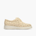 Bluche con picados mujer en piel napa CREMA