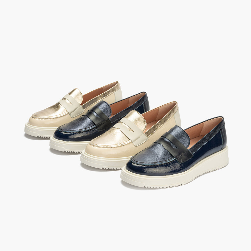 Mocasin con picados mujer en piel napa NUDE
