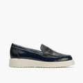 Mocasin con picados mujer en piel napa MARINO