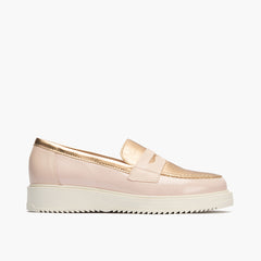 Mocasin con picados mujer en piel napa NUDE