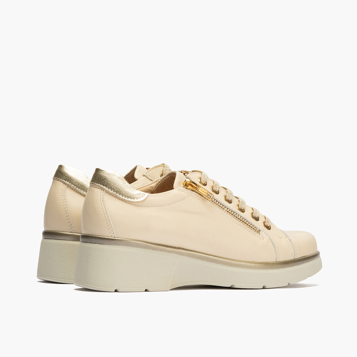 Basket mujer con cremallera en piel napa CREMA