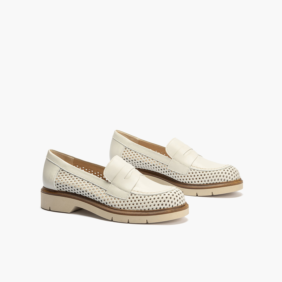 Mocasin oxford con picados mujer en piel napa GLACIAL
