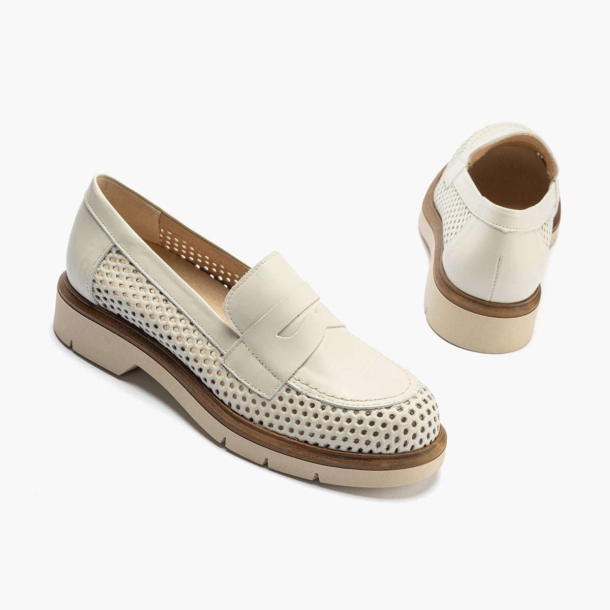 Mocasin oxford con picados mujer en piel napa GLACIAL