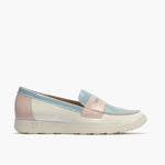 Mocasin multicolor mujer en piel charol BLANCO