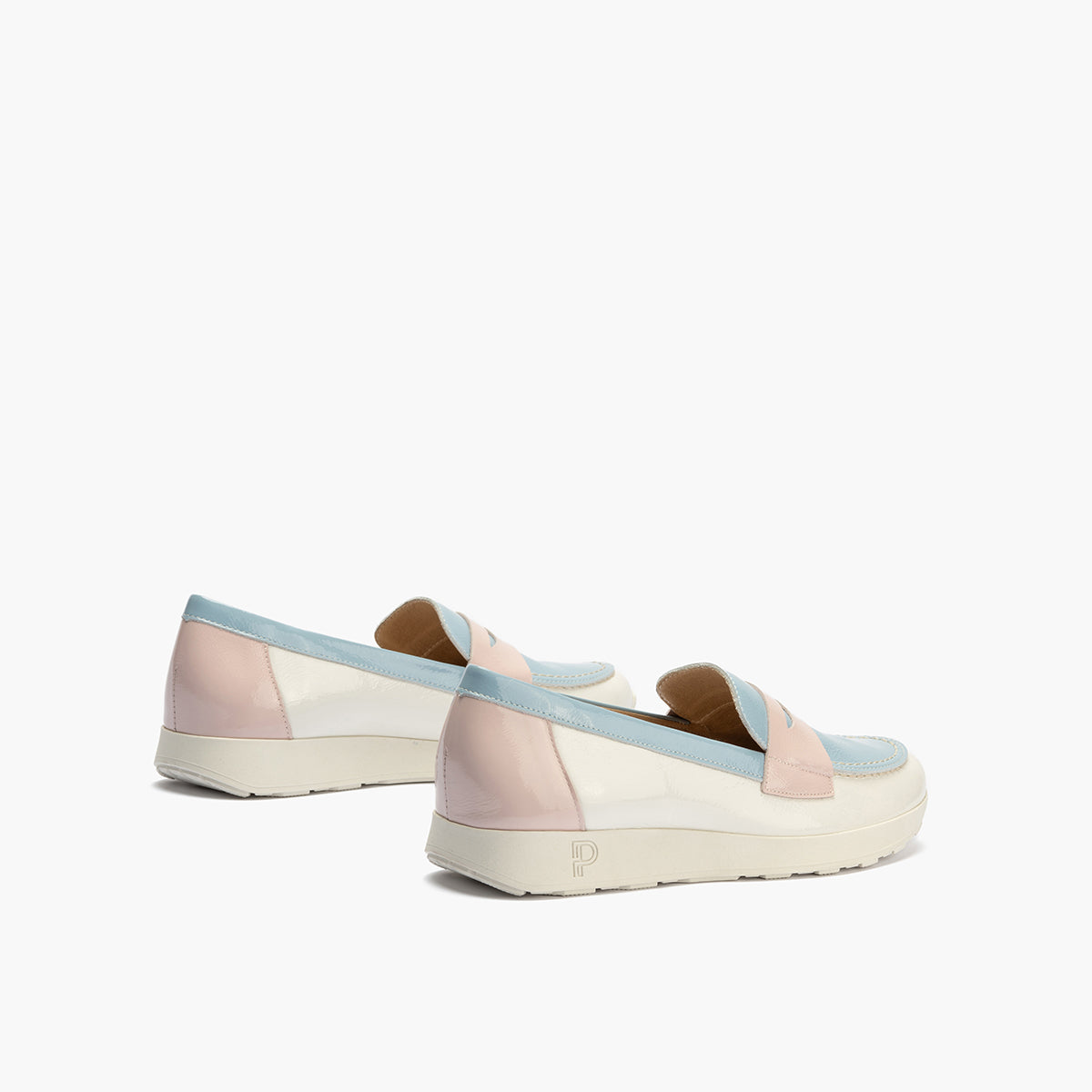 Mocasin multicolor mujer en piel charol BLANCO