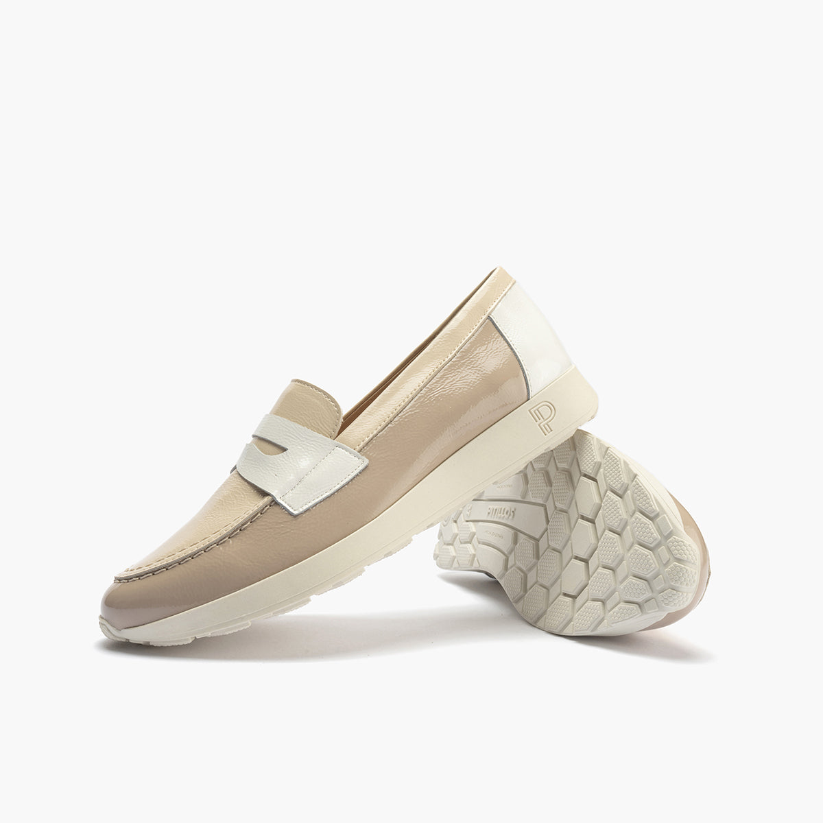 Mocasin multicolor mujer en piel charol BEIGE