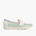 Mocasin multicolor mujer en piel charol TURQUESA