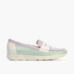 Mocasin multicolor mujer en piel charol AZUL