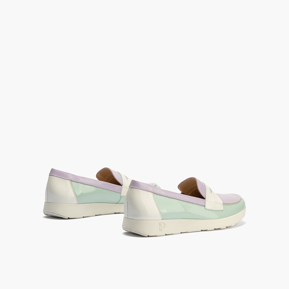 Mocasin multicolor mujer en piel charol TURQUESA