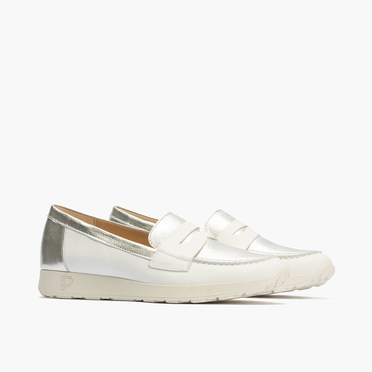 Mocasin antifaz mujer en piel combinada BLANCO