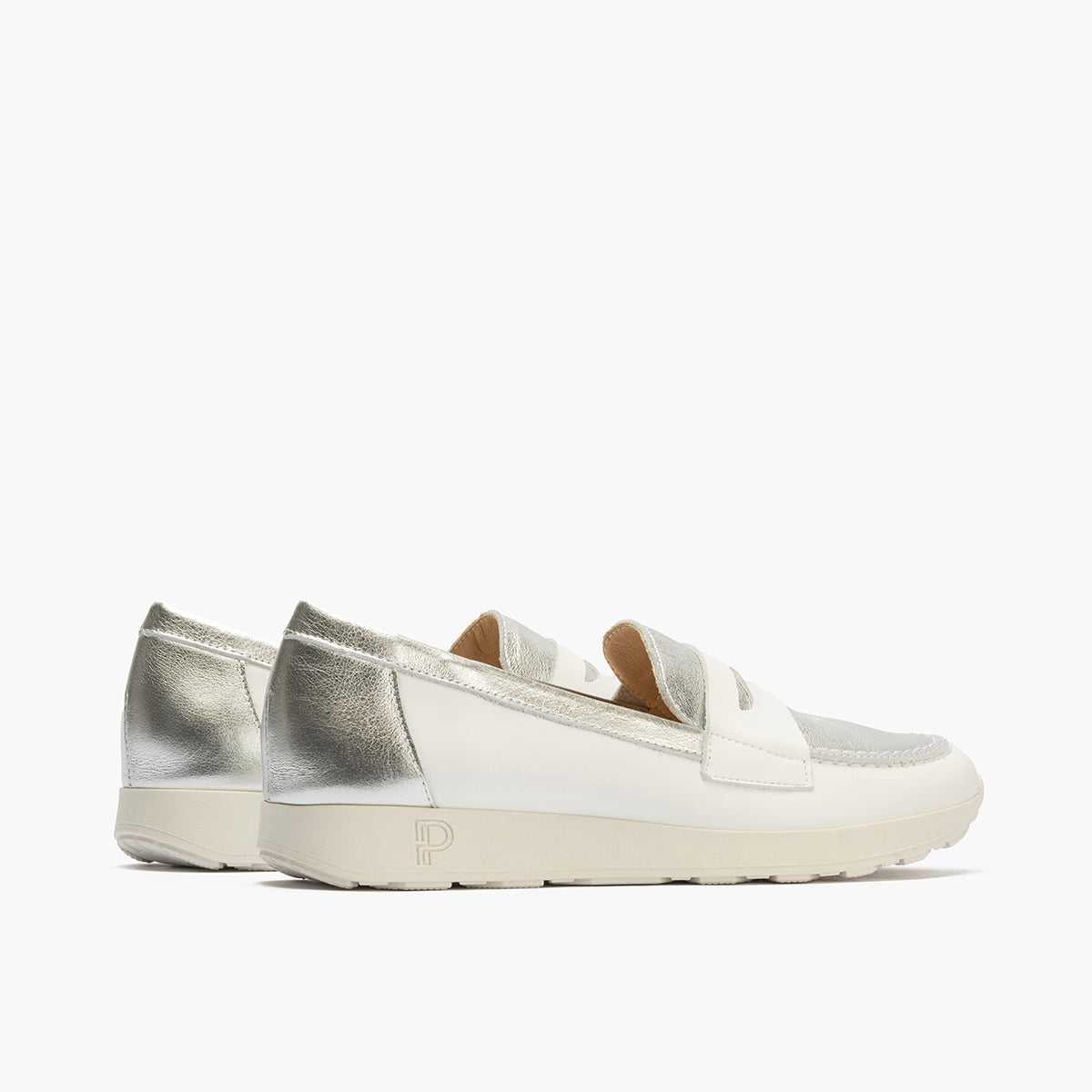 Mocasin antifaz mujer en piel combinada BLANCO