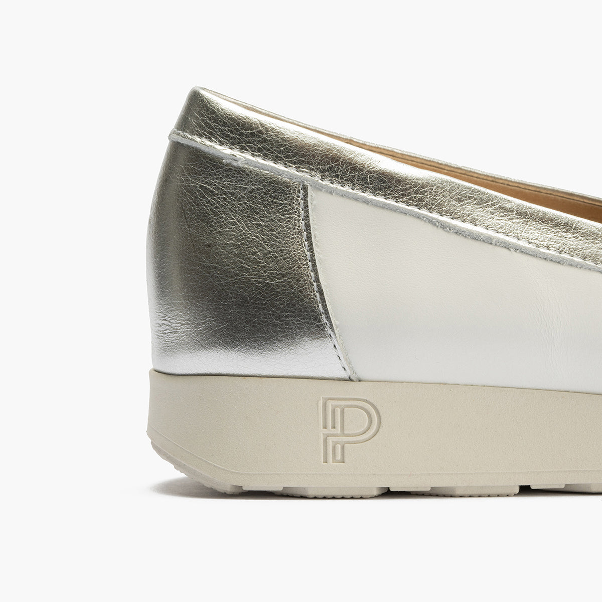 Mocasin antifaz mujer en piel combinada BLANCO