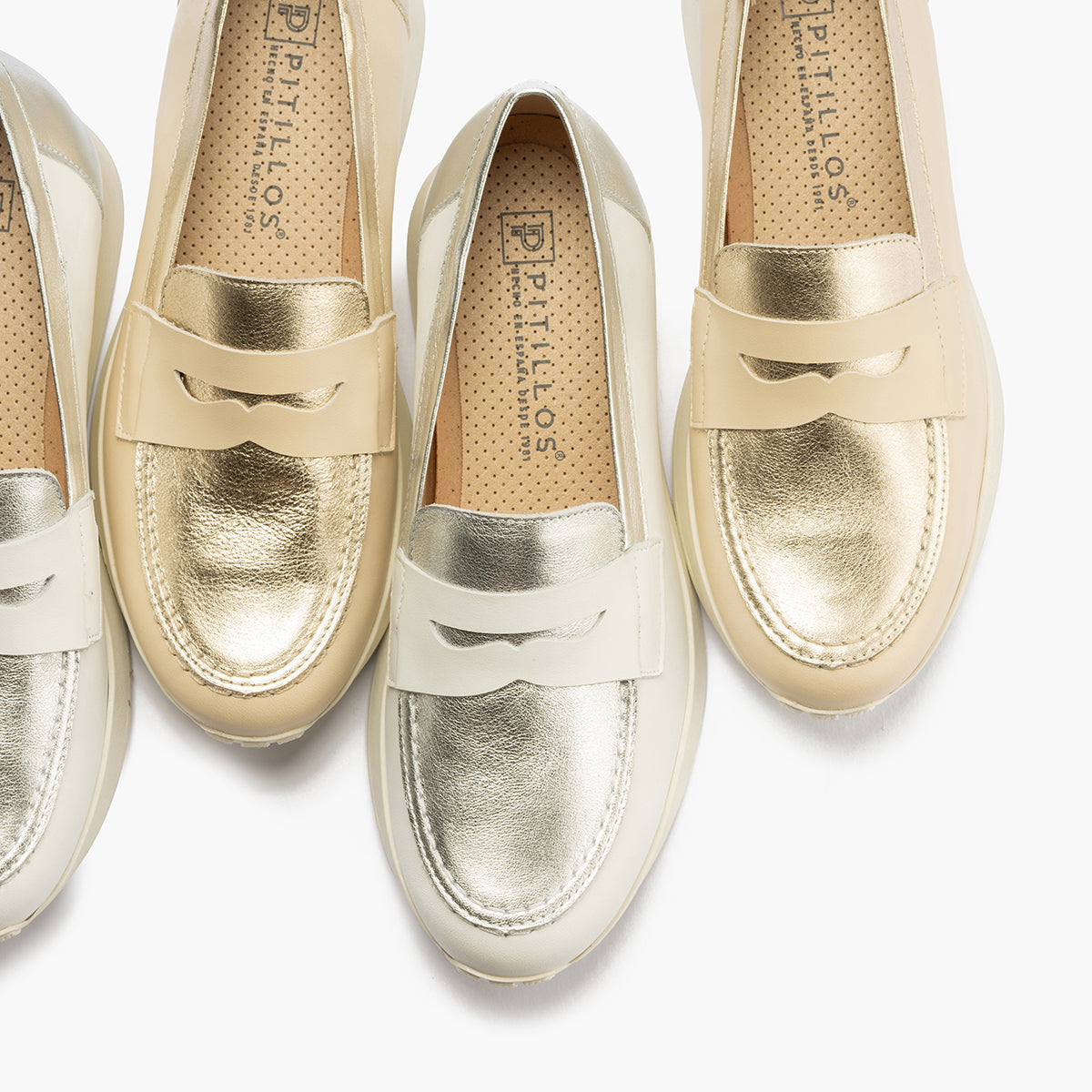 Mocasin antifaz mujer en piel combinada BLANCO