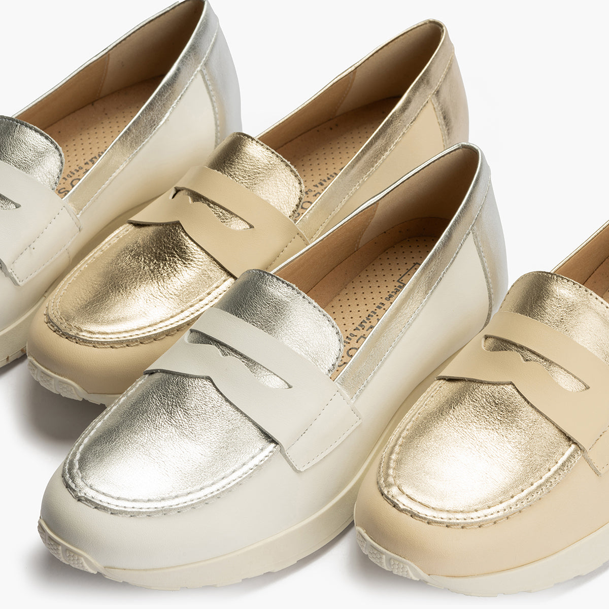 Mocasin antifaz mujer en piel combinada BLANCO