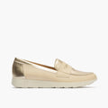 Mocasin antifaz mujer en piel combinada CREMA