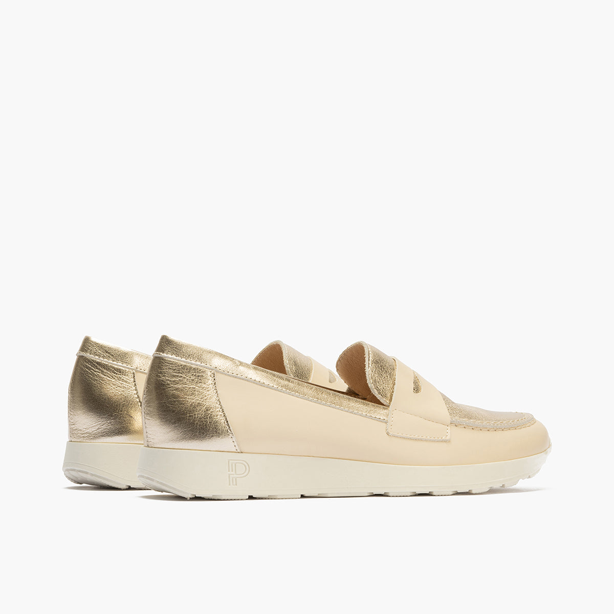 Mocasin antifaz mujer en piel combinada CREMA